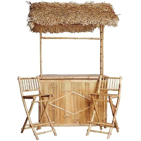 BAMBOO54 Bamboo54 5456 3 Piece Bar Table Set with Thatched Top 5456